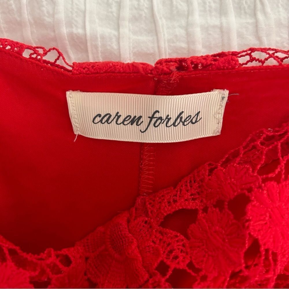 Red Lace Detail Shorts - Picture 3 of 6
